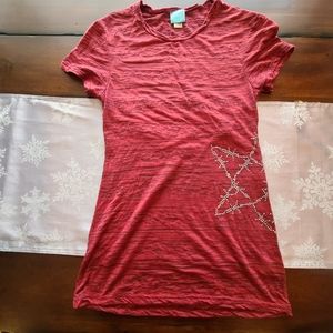 Cowgirl Hardwaee Burnout Maroon +Silver Star shirt